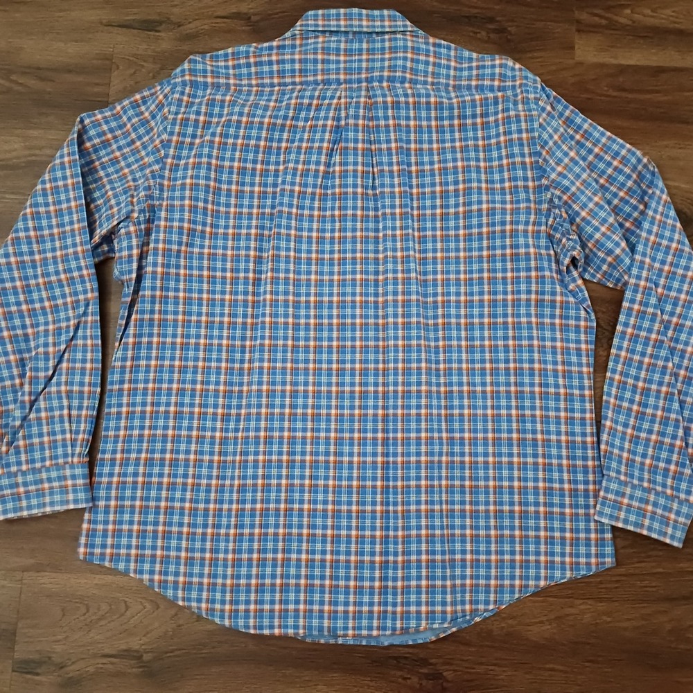 Ralph Lauren Mens XXL Blue Orange Plaid Cotton Long Sleeve Button Down Shirt - Picture 7 of 7